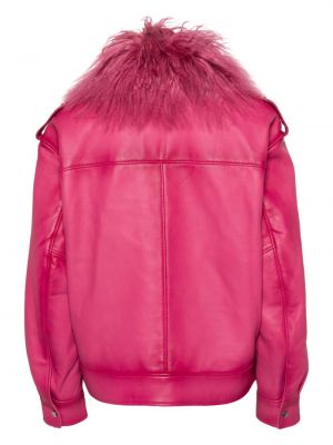 Kožená bunda Blumarine růžová