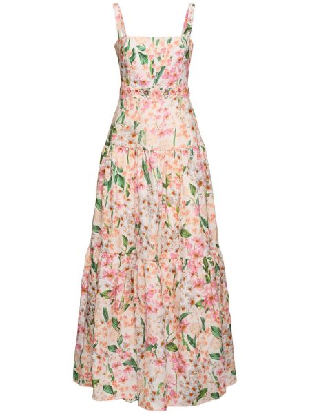 Blomstret lin dress med print Agua By Agua Bendita hvit