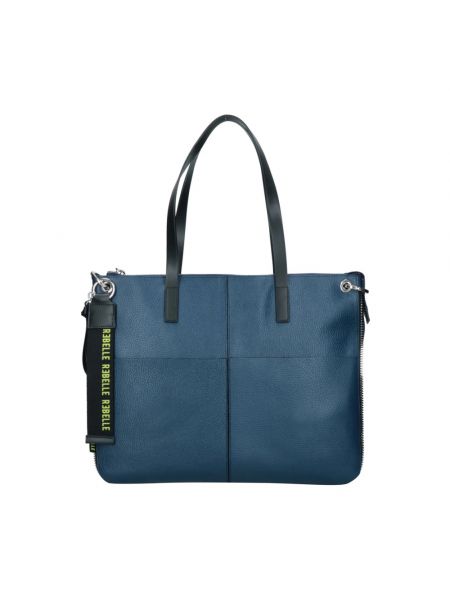 Leder shopper handtasche mit taschen Rebelle blau