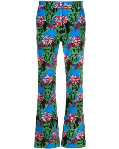 Pantaloni cu model floral cu imagine La Doublej verde