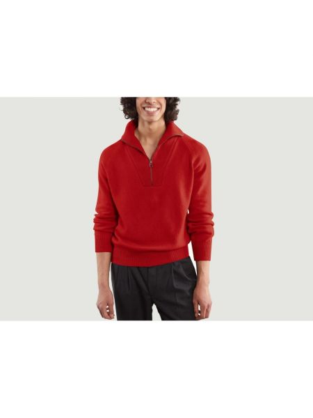 Jersey cuello alto de cachemir de tela jersey Tricot rojo