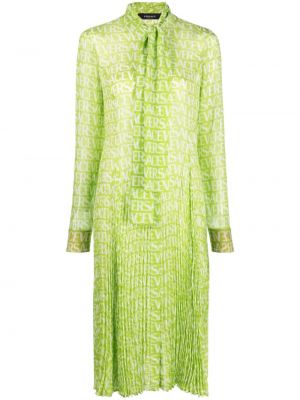 Robe chemise en soie à imprimé Versace vert