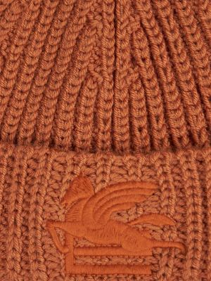 Vilnonis siuvinėtas kepurė Etro ruda