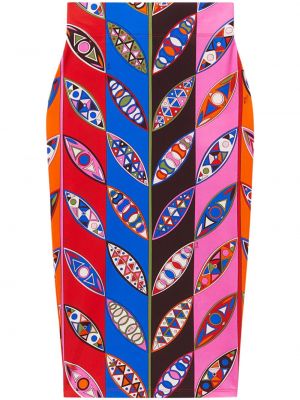 Spódnica ołówkowa z nadrukiem w abstrakcyjne wzory Pucci niebieska