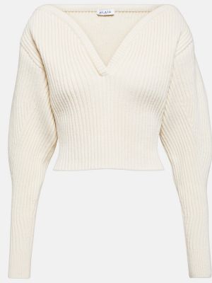 Maglione di lana Alaã¯a bianco