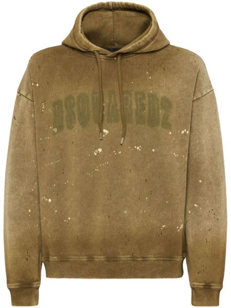 Pamučna dugi sweatshirt s printom Dsquared2 smeđa