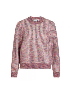 Dzianinowy sweter Vila różowy