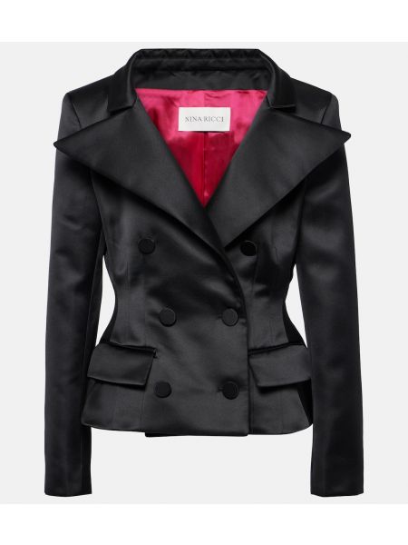 Атласный пиджак с баской Nina Ricci черный