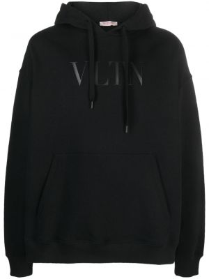 Kokvilnas kapučdžemperis ar apdruku Valentino Garavani melns