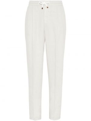 Pantalon en lin plissé Brunello Cucinelli beige