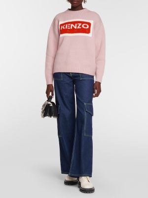Вълнен пуловер Kenzo розово