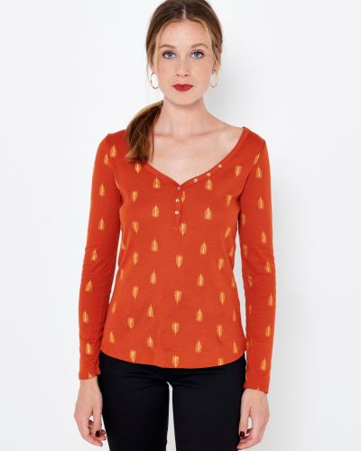 Tričko s dlhými rukávmi Camaieu oranžová
