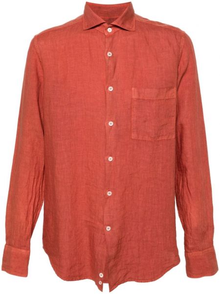 Lněná košile Canali oranžová
