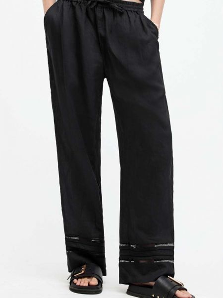 Черные льняные прямые брюки Allsaints