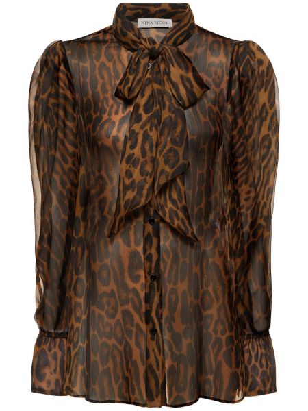 Košulja od muslina Nina Ricci smeđa