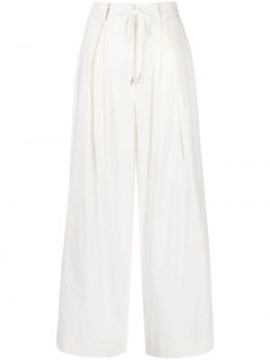 Pantaloni cu croială lejeră plisate Partow alb