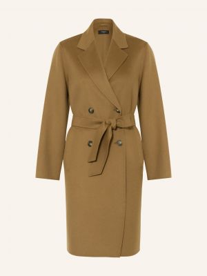 Dwurzędowy płaszcz wełniany Weekend Maxmara brązowy