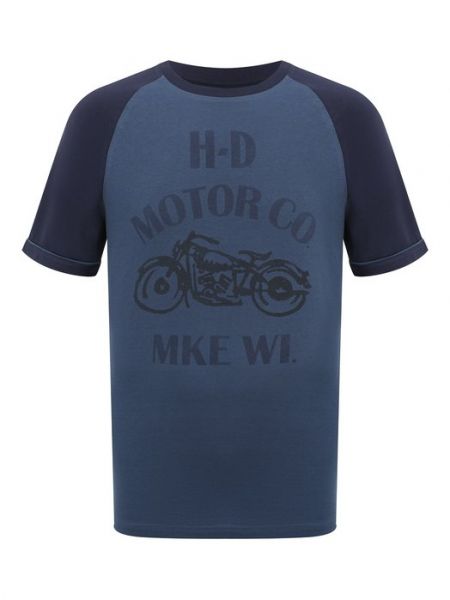 Хлопковая футболка Harley Davidson синяя