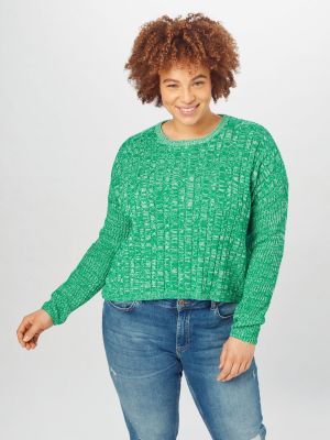 Меланжов памучен пуловер Cotton On Curve зелено