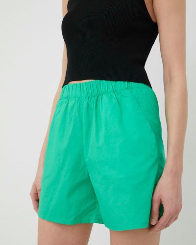 Памучни панталон с висока талия Noisy May зелено