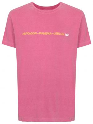 Bombažna majica s potiskom Osklen roza