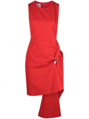 Rochie din denim asimetrică Moschino Jeans roșu