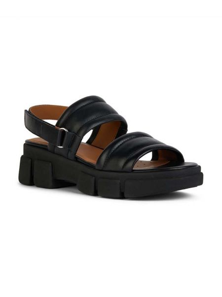 Kožne sandale s platformom Geox crna