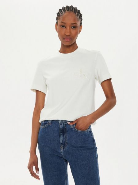 T-shirt en satin avec applique Calvin Klein Jeans