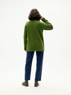 Pulover de lână tricotate cu guler înalt Thinking Mu - verde