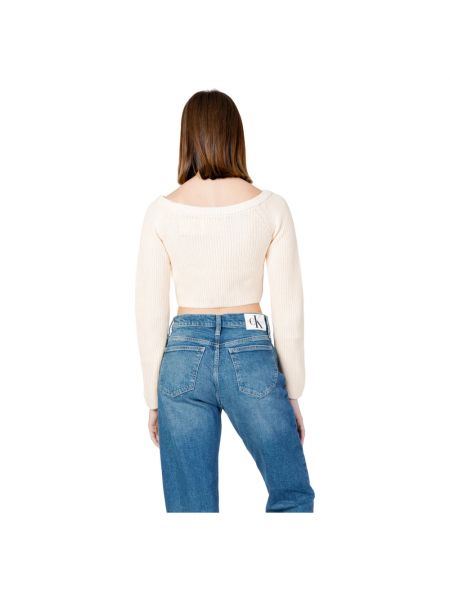 Sweter bawełniany Calvin Klein Jeans beżowy