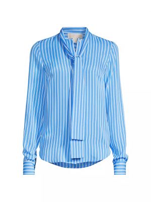Блузка из шелкового полотна в полоску с бантом Michael Michael Kors синий