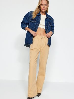 Plisované džíny s vysokým pasem relaxed fit Trendyol
