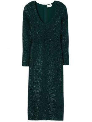 Midi suknele su blizgučiais v formos iškirpte St. John žalia