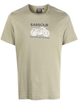 Bavlněné tričko s potiskem Barbour International zelené