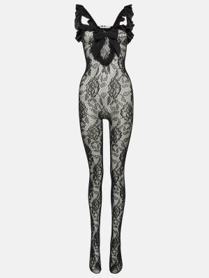 Φλοράλ ολόσωμη φόρμα με δαντέλα Alessandra Rich μαύρο