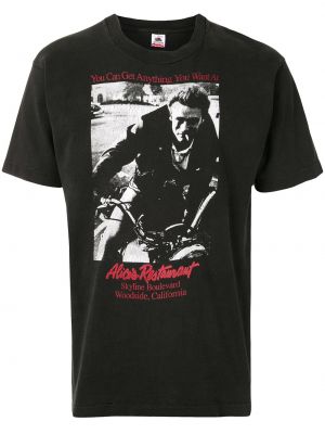 Camiseta con estampado Fake Alpha Vintage negro