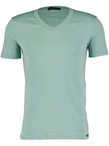 T-krekls ar v veida izgriezumu džersija Tom Ford zaļš