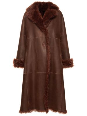 Αναστρεπτός δερμάτινο γυναικεία παλτό από δερματίνη Alberta Ferretti καφέ