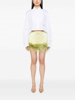 Mini sijonas satininis su plunksnomis Miu Miu žalia