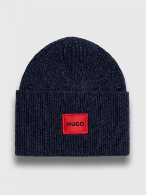 Синяя шерстяная шапка Hugo
