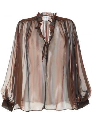 Шифоновая блузка Forte_forte, коричневый