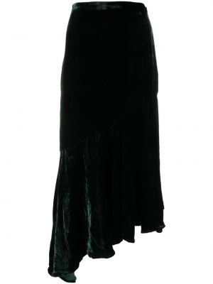 Plisovaná asymetrická vlnená midi sukňa Polo Ralph Lauren zelená