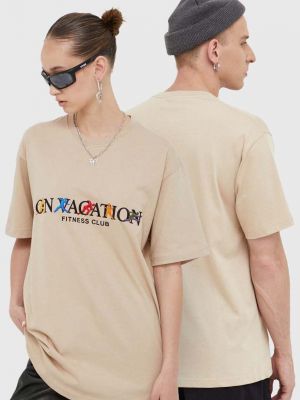 Тениска с дълъг ръкав с апликация On Vacation бежово