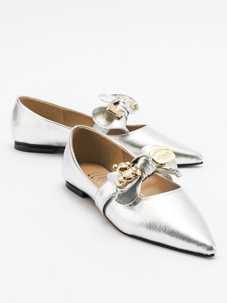 Lapos talpú masnis balerina cipők Luvishoes ezüstszínű