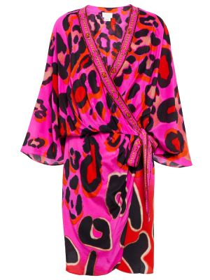 Vestido de seda con estampado Camilla rosa