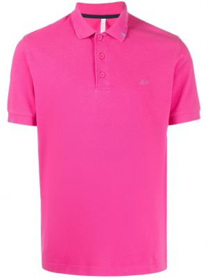 Памучна поло тениска бродирана Sun 68 розово