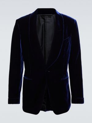 Бархатный пиджак Tom Ford синий