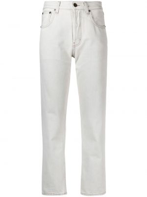 Pantalones rectos de cintura alta slim fit Saint Laurent gris
