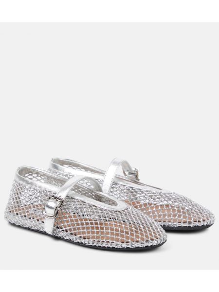 Pantofi cu toc plasă Alaïa argintiu