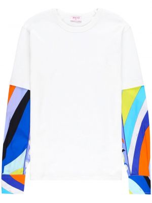 Absztrakt mintás póló nyomtatás Pucci fehér